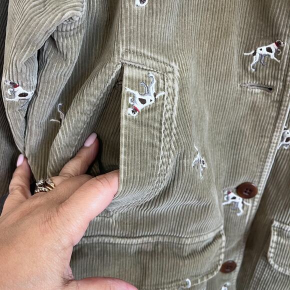 LL Bean Hunting Dog Corduroy Womens Chore Coat Barn Jacket Size MP Embroidered - Picture 7 of 15